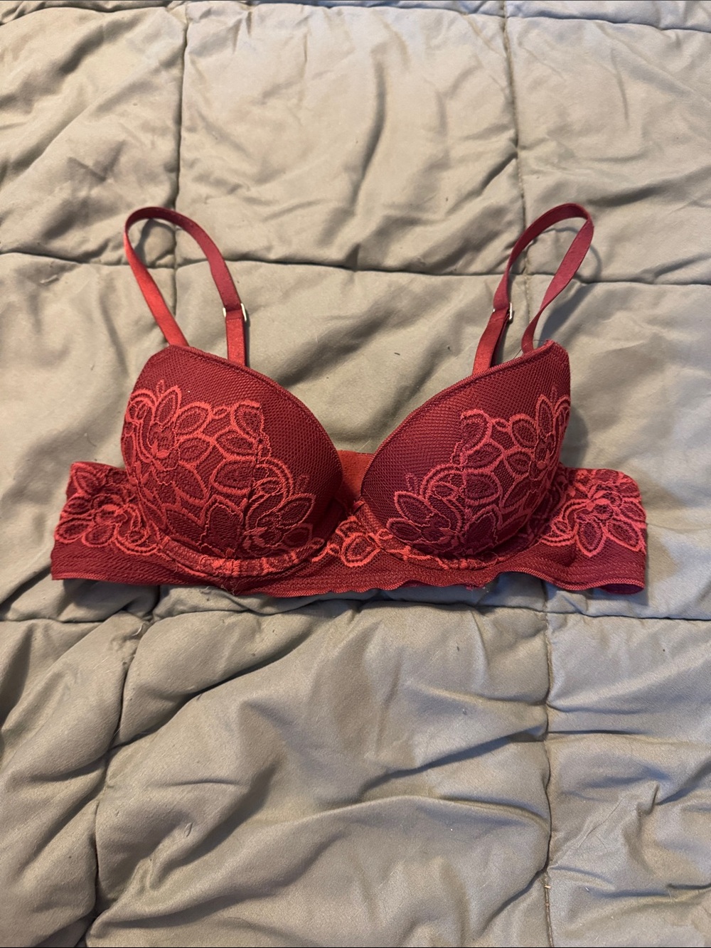 Women's Burnt Orange Lace Push-Up Bra